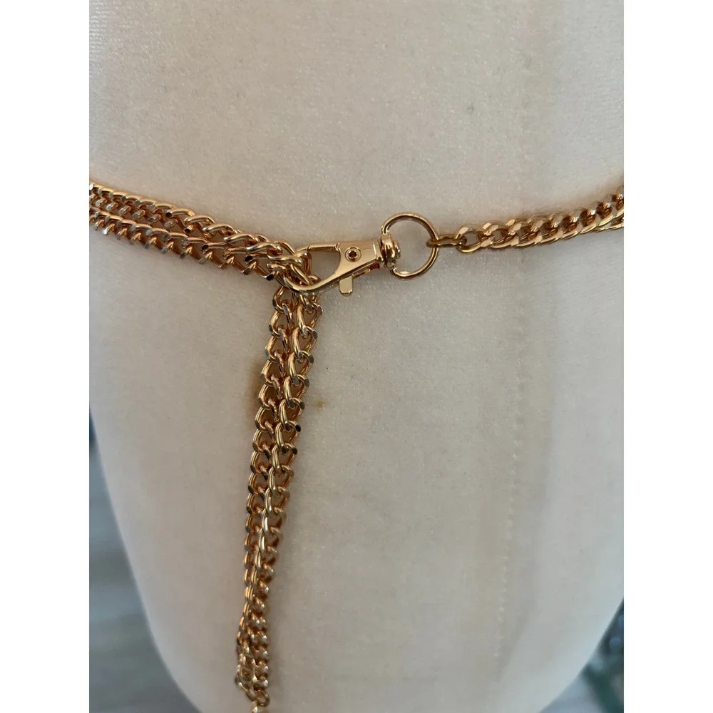 ALDO Chain Belt Women OS Gold Lion Head Medallion Double Strand Adjustable